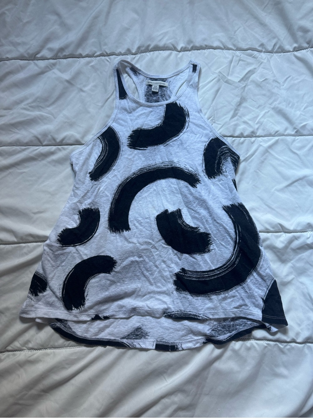 Women’s Tank Top with Black Brushstroke Print